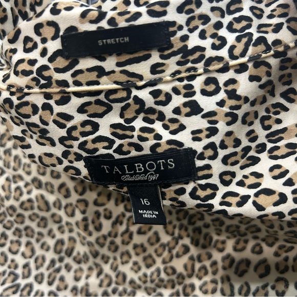 Talbots Leopard Animal Print Stretch Button Down Shirt - Picture 5 of 8